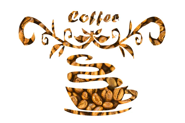 コーヒー豆で作られたコーヒーカップ — ストック写真