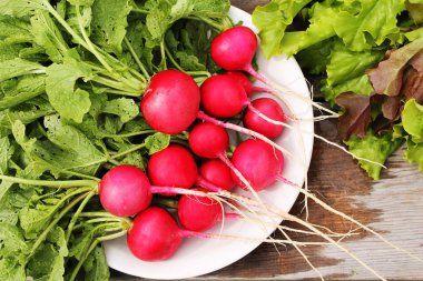 Beyaz tabak içinde kırmızı turp