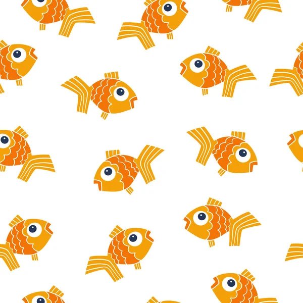 Beyaz arka planda sevimli Japon balığıyla kusursuz bir desen. vektör düz stok çizimi
