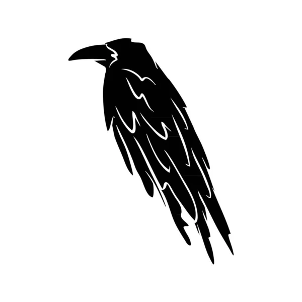 Силуэт Чёрного Ворона Воронья Птица Векторная Иллюстрация Белом Фоне — стоковый вектор