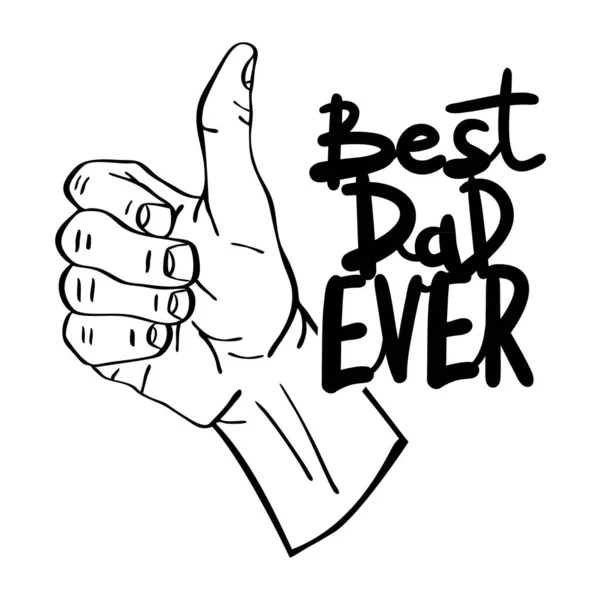 Elle çizilmiş en iyi baba. Babalar günü konsepti. Vektör illüstrasyonu beyaz arkaplanda izole edildi
