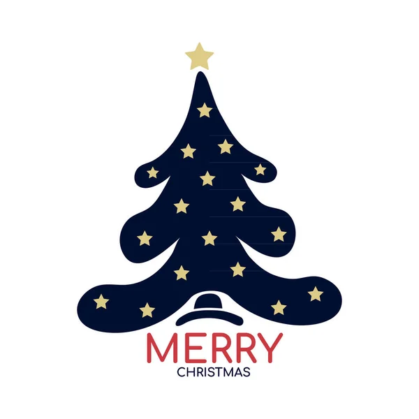 Merry Christmas. Christmas tree with stars. Vector illustration. 