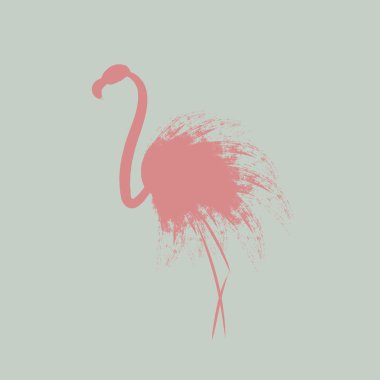 Pembe flamingo kuşu ayakta duruyor. Flamingo silueti. Vektör illüstrasyonu.