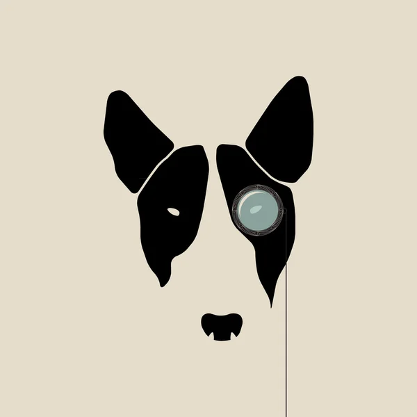 Bull terrier face with monocle. Dog head sign. — Stock Vector
