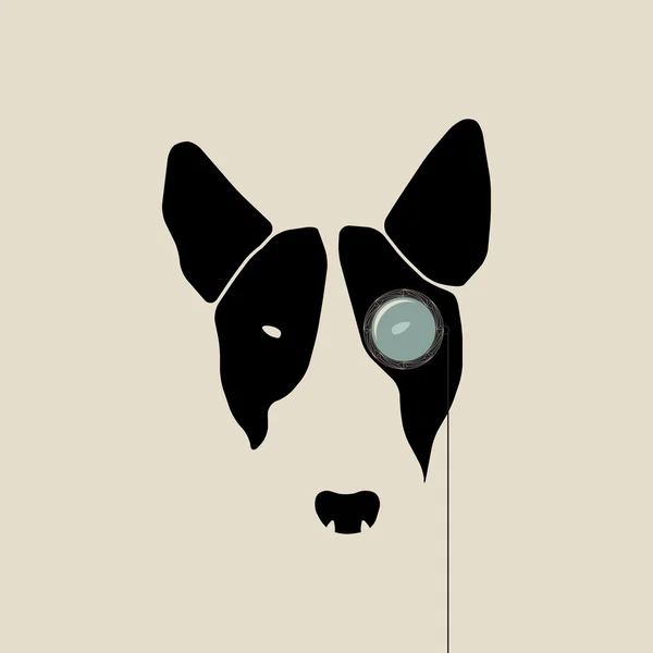 Taureau terrier visage avec monocle. Tête de chien signe . — Image vectorielle