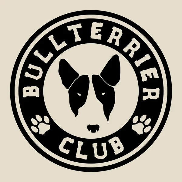 Bull terrier face. Bull terrier club badge. — Stock Vector