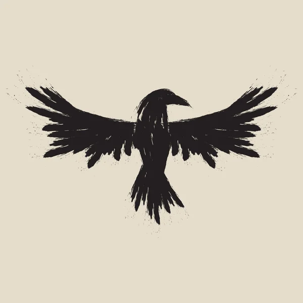 Black raven. Svart fågel tecken. Vektor illustration. — Stock vektor