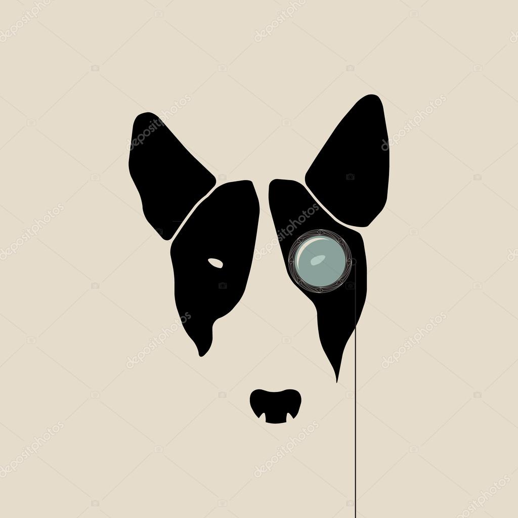 Bull terrier face with monocle. Vector illustration.