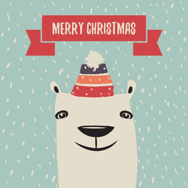 Noel tebrik kartı şirin kutup ayısı ile.