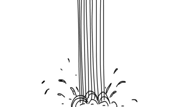 Água a fluir. Cachoeira de arte de linha. Imagens de stock. Animação dos desenhos animados . — Vídeo de Stock