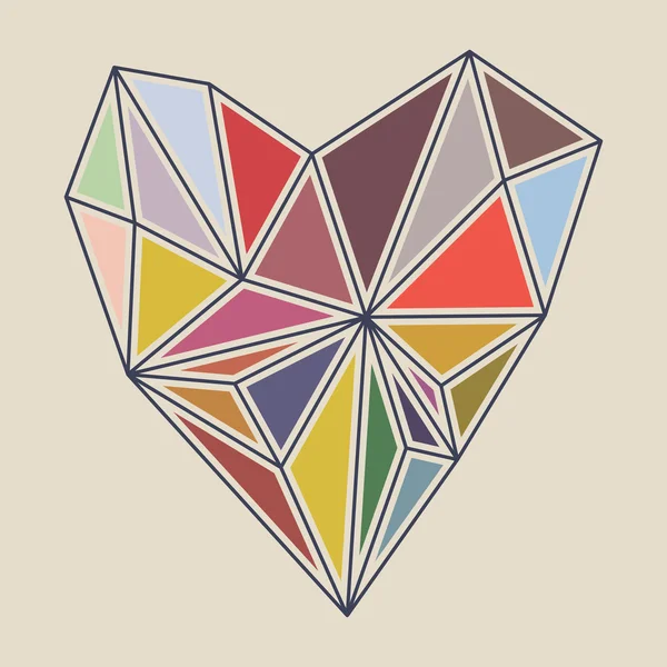 Renkli geometrik kalp. Düşük kalp çokgen.
