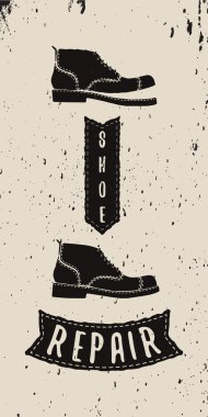 Ayakkabı Tamir işareti afiş. Vintage ayak bileği bot.