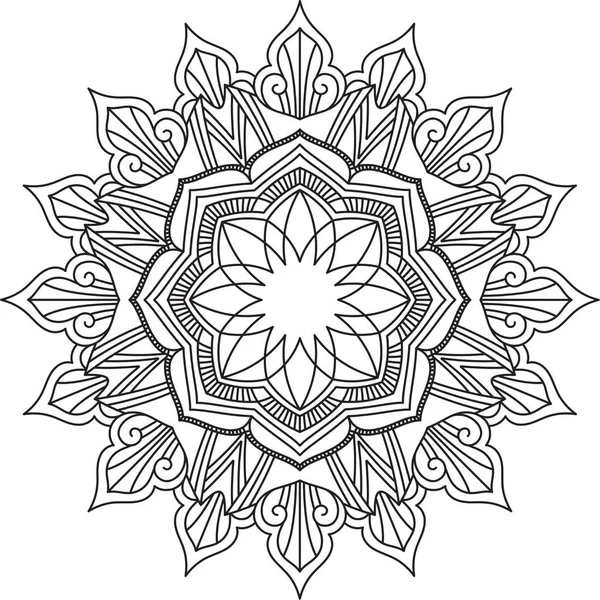 Modello Circolare Mandala Zentangle Henna Mehndi Tattoo Decorazione Cerchio Vettoriale — Vettoriale Stock