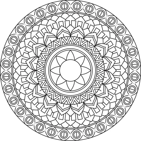 Patrón Circular Mandala Zentangle Henna Mehndi Tatuaje Decoración Círculo Vector — Archivo Imágenes Vectoriales