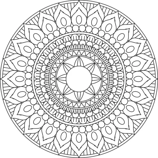 円形パターン曼荼羅図ゼンタングルヘンナ メフンディ タトゥー 装飾円ベクトルクリップ花装飾的民族的東洋風彩色ブックページイラスト装飾的装飾 — ストックベクタ