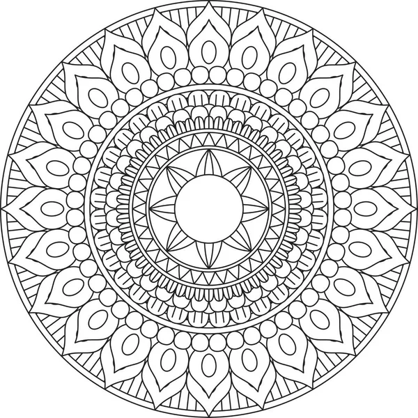 Циркулярный Узор Мандала Zentangle Хенна Mehndi Татуировки Украшение Круга Вектор — стоковый вектор