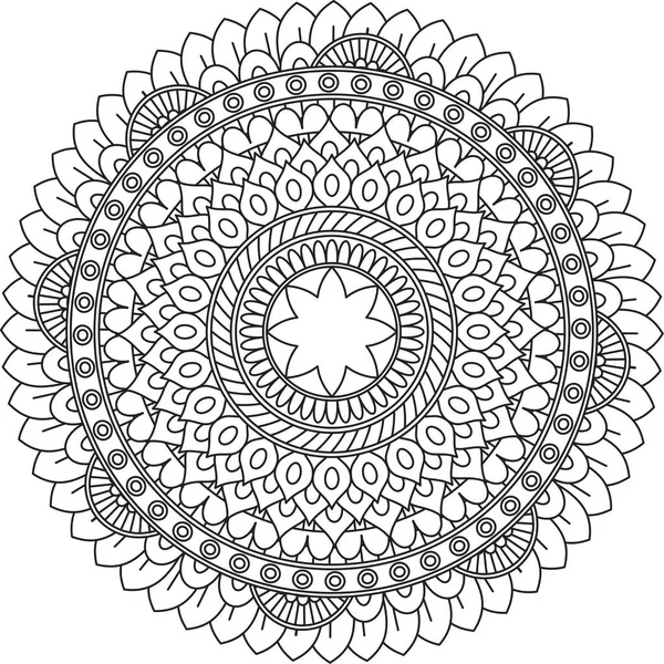 Okrągły Wzór Mandala Zentangle Henna Mehndi Tatuaż Ozdoba Koło Wektor — Wektor stockowy