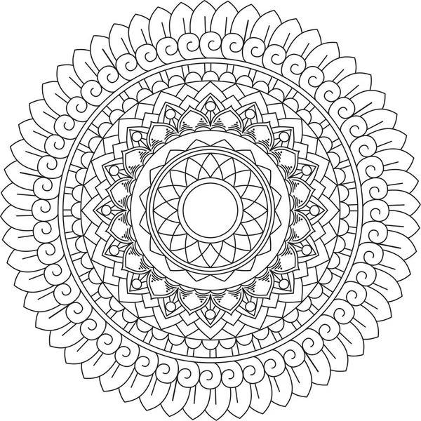 Patrón Circular Mandala Zentangle Henna Mehndi Tatuaje Decoración Círculo Vector — Archivo Imágenes Vectoriales