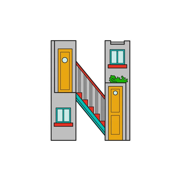 Illustration lettre alphabet maison — Image vectorielle