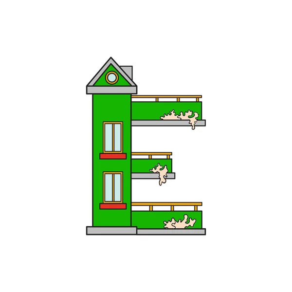Illustration house brev alfabetet — Stock vektor