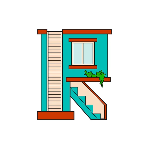 Ilustración casa letra alfabeto — Vector de stock