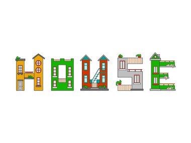 Illustration house letter alphabet clipart