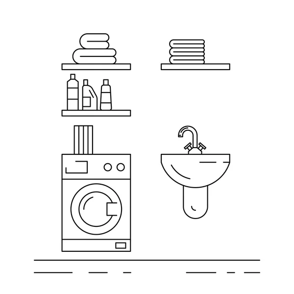 Inneneinrichtung der Waschküche — Stockvektor