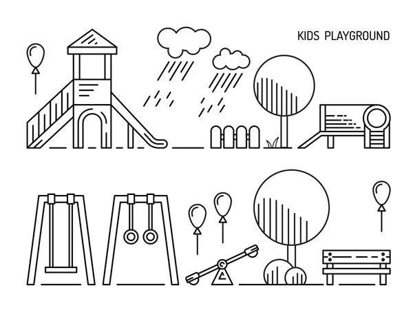 Jardín de infantes parque infantil — Vector de stock