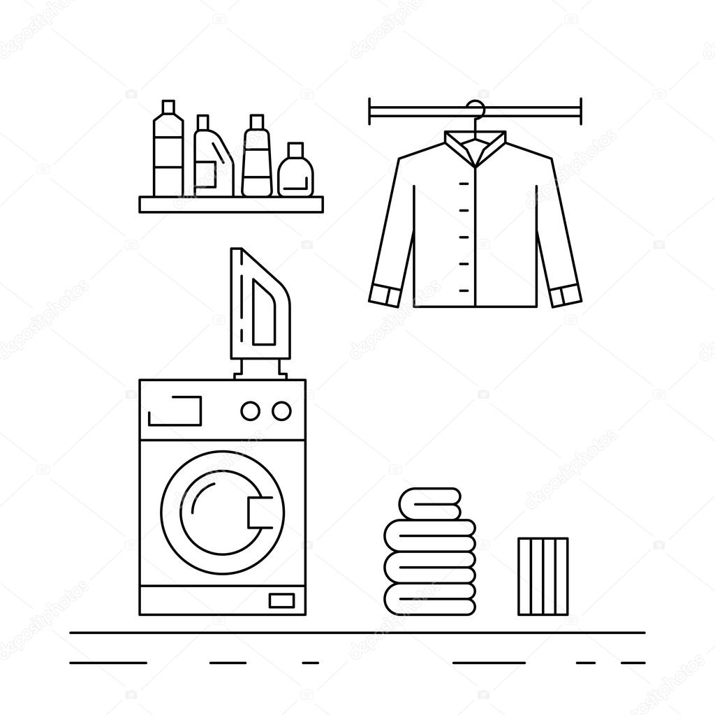 laundry room interior — Stock Vector © shopplaywood 108246500