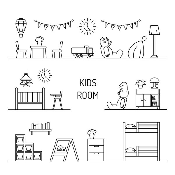 Kids room inerior — Stock Vector