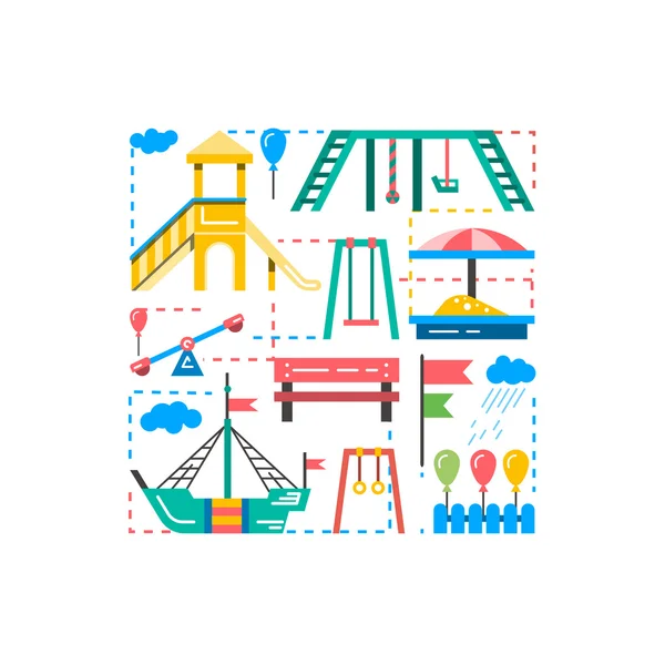 Childrens playground kleuterschool — Stockvector