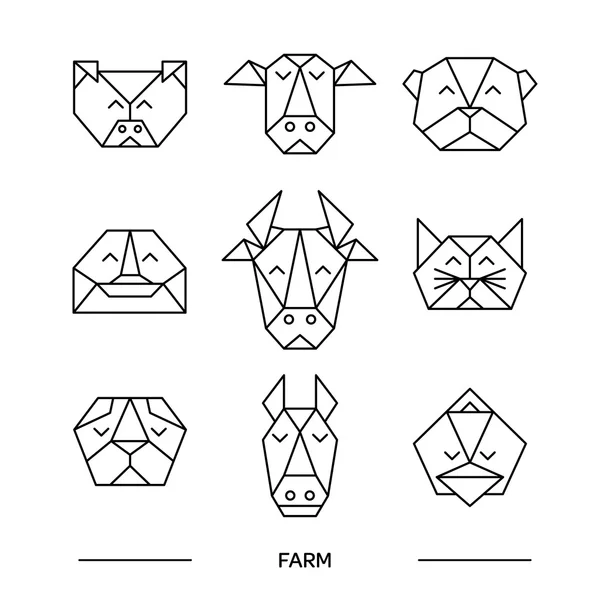 Animais fazenda origami 9 — Vetor de Stock