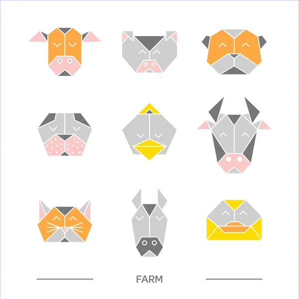 Tiere Bauernhof Origami 10 — Stockvektor