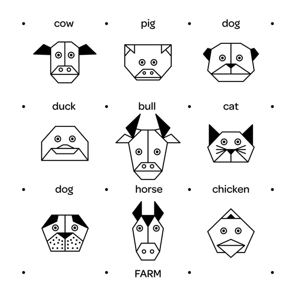 動物農場折り紙3 — ストックベクタ