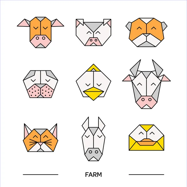 Animais fazenda origami 11 — Vetor de Stock