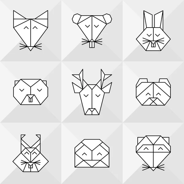 Animais floresta origami 4 —  Vetores de Stock