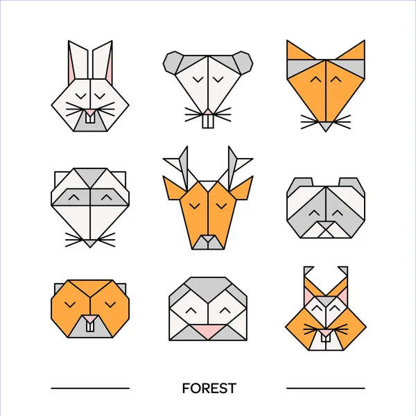 Origami del bosque de animales 11 — Vector de stock