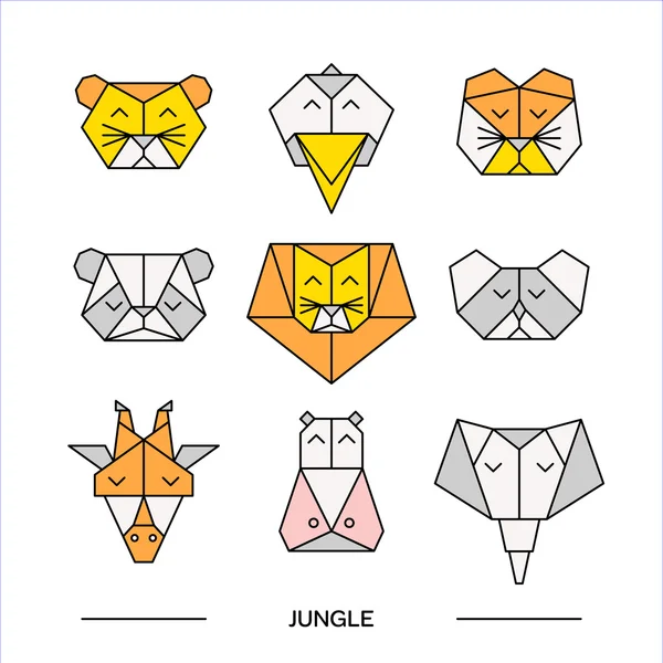 Zvířata z džungle origami 11 — Stockový vektor