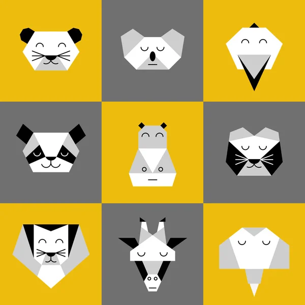 Origami de la selva de animales 6 — Vector de stock