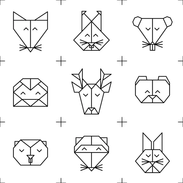 Patroon origami bos dieren 1 — Stockvector