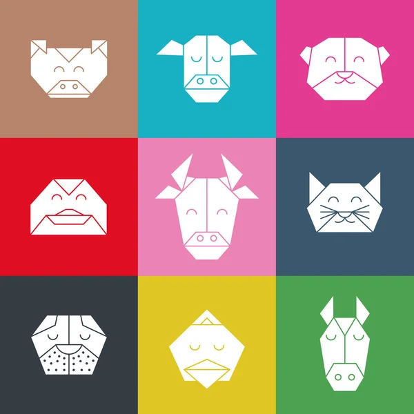 Σχέδιο origami εκτρεφόμενα ζώα 2 — Διανυσματικό Αρχείο