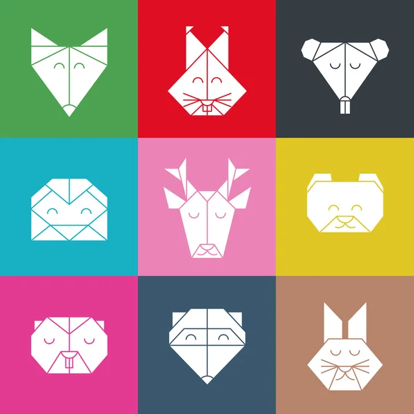 森林动物图案折纸 2 — 图库矢量图片