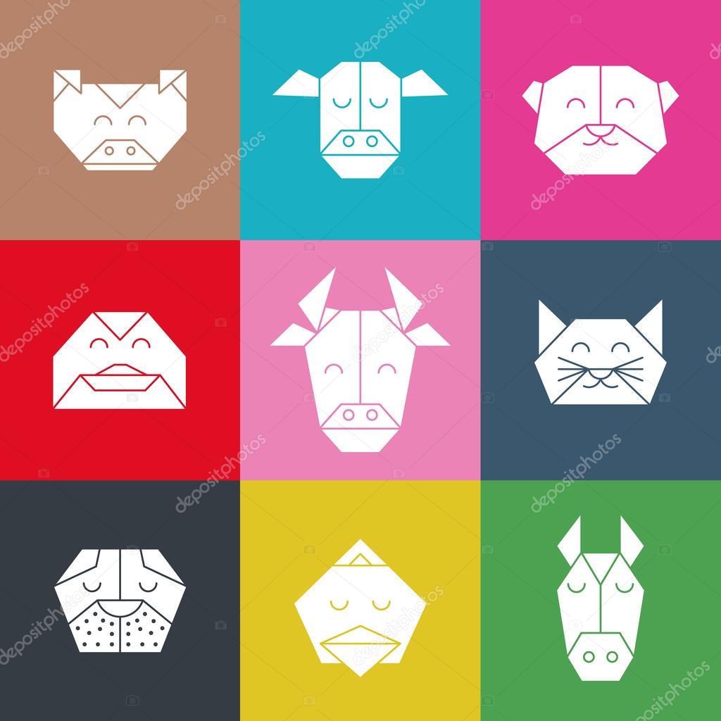 Pattern origami farm animals 2 Stock Vector Image by ©shopplaywood  #115395120