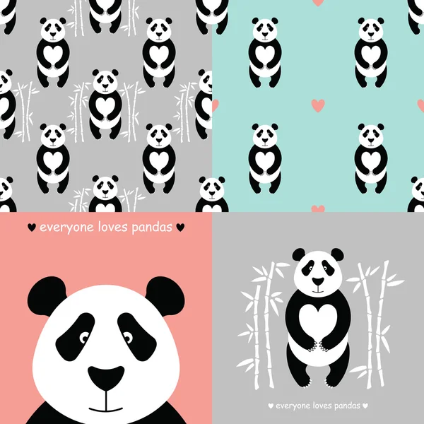 Panda Set 1 — Stockvektor