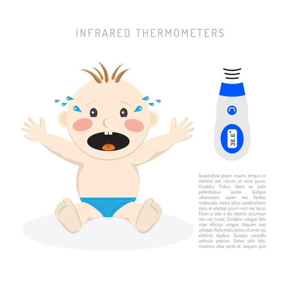 Temperature measurement baby — Stock Vector