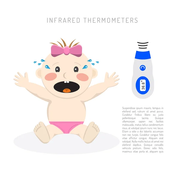 Temperatuur meting baby — Stockvector