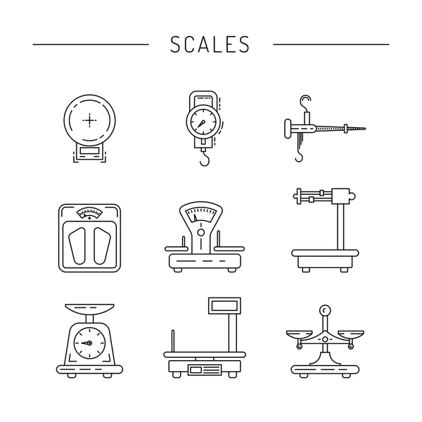 Iconos lineales de escamas — Vector de stock