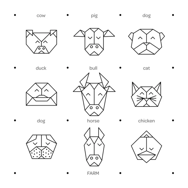 Тваринна ферма орігамі 8 — стоковий вектор