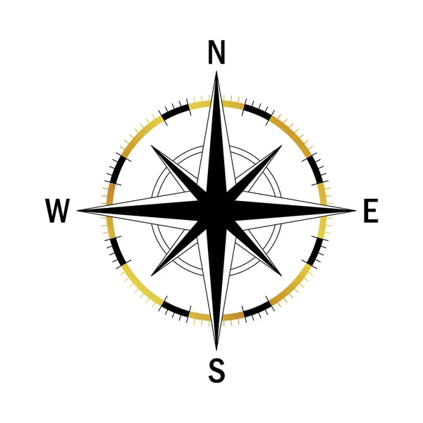Goud zwart kompas — Stockvector