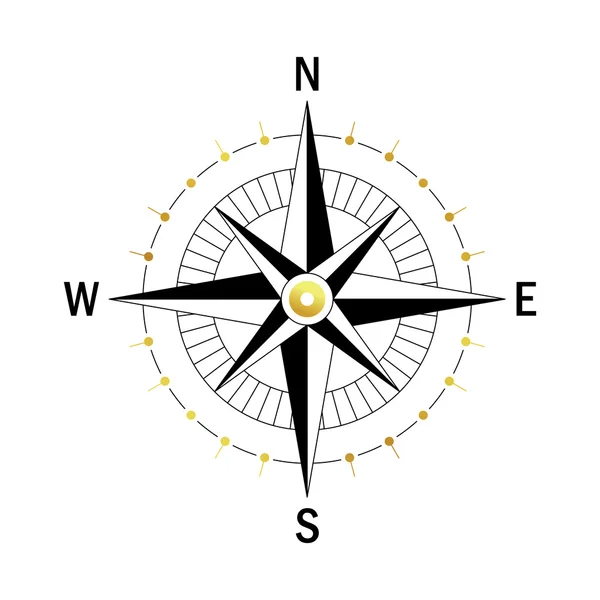 Guld sort kompas – Stock-vektor